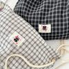 Vintage Korean Plaid Drawstring Bag Y2K Aesthetic Harajuku Plaid Backpack Casual Lightweight Student Schoolbags Outdoor