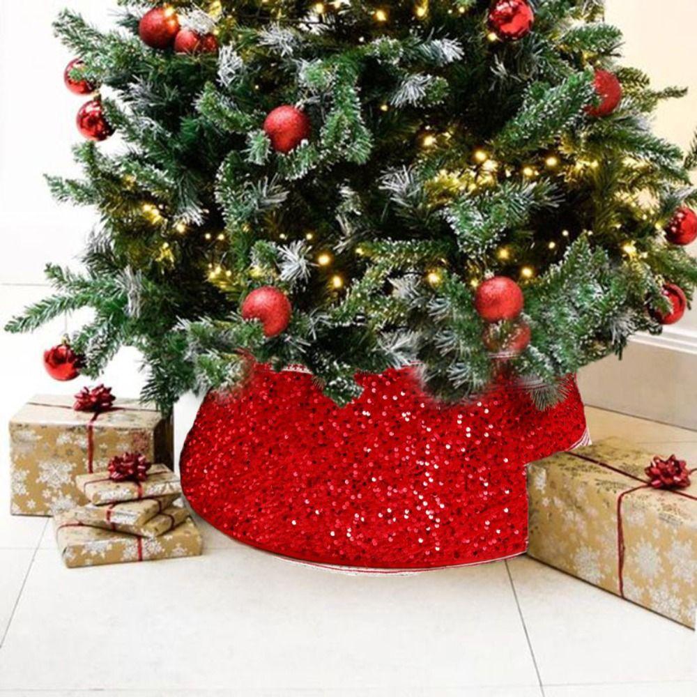 Retro Christmas Tree Skirts Sequin Xmas Tree Skirt Christmas Tree Surround Base  Christmas Decor