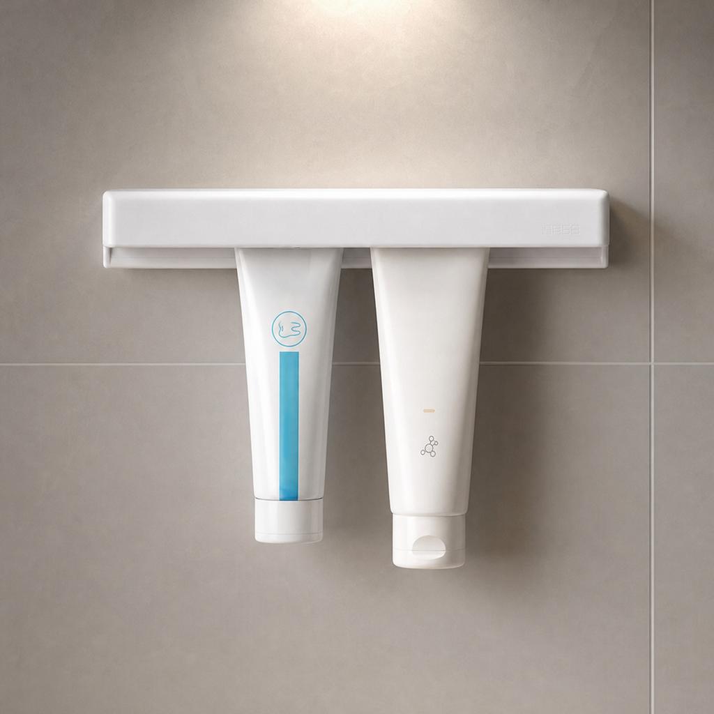 Wall Mounted Toothpaste Squeezer Holder for Bathroom Storage No Drilling Installation for Face Wash and Toothpaste Organizer Shelf