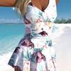 2026 New European and American Sexy Waist and Thin Dress Swimsuit Women's Digital Printing Hot Spring Vacation
