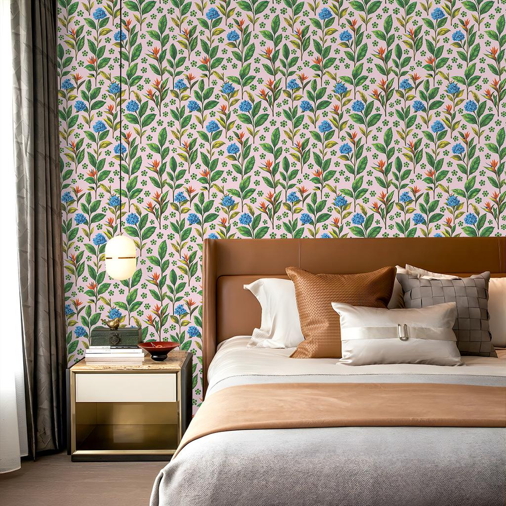 Floral Peel and Stick Wallpaper Self Adhesive Hyacinth Wall Paper for Bedroom Decor Elegant Mural