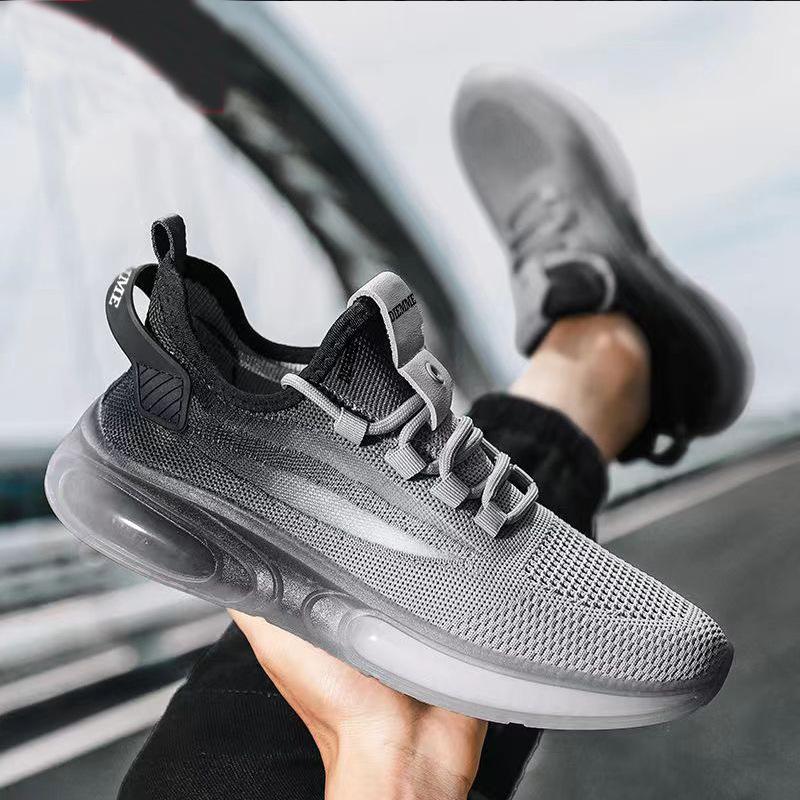 Spring and Autumn Men's Shoes New Fly-woven Breathable Korean Version Trendy Fashion Sports Casual Shoes Soft-soled Running Shoes Men