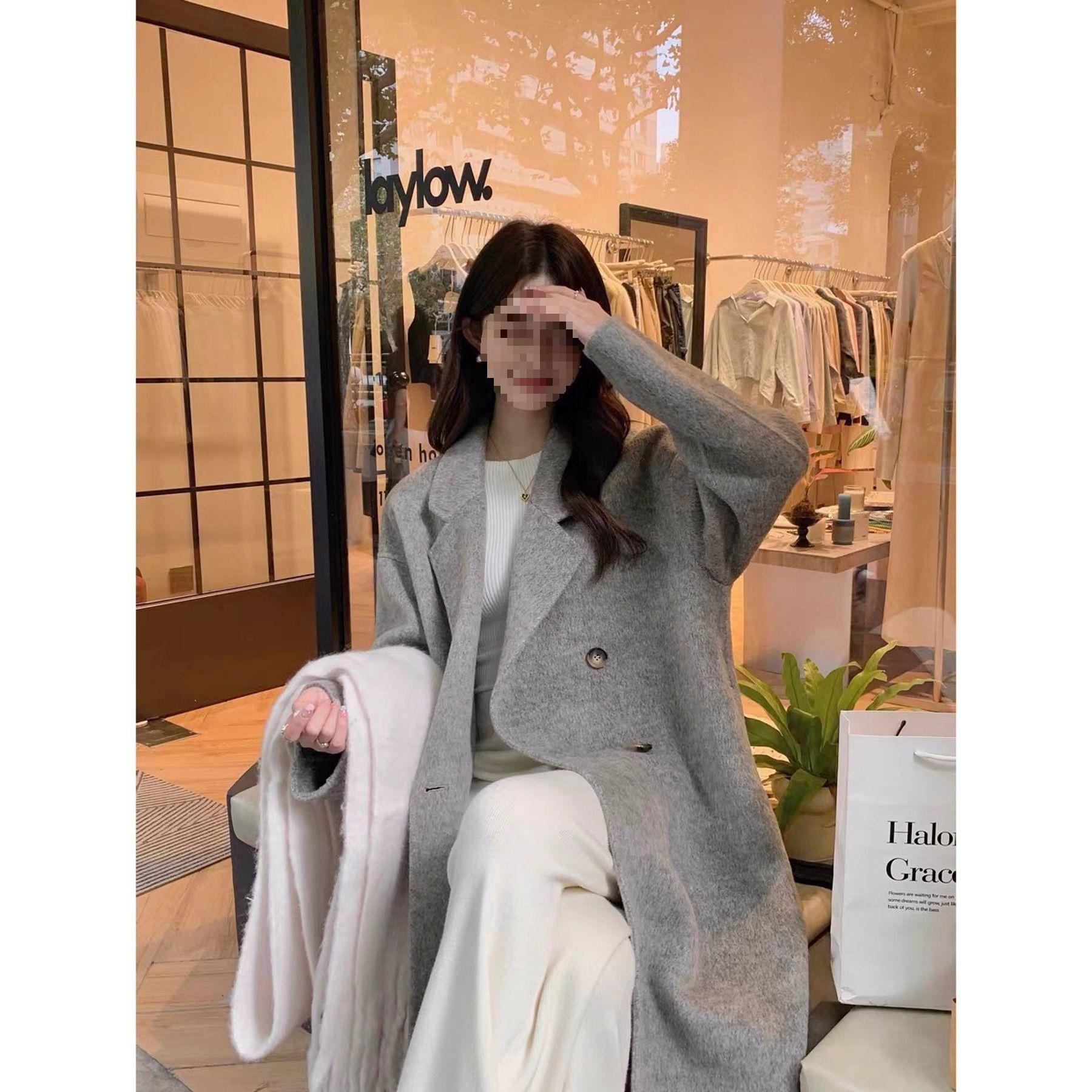 Hepburn Style Women s Mid-Length Woolen Coat - Elegant, Thick, Petite Fit for Autumn/Winter 2026 M