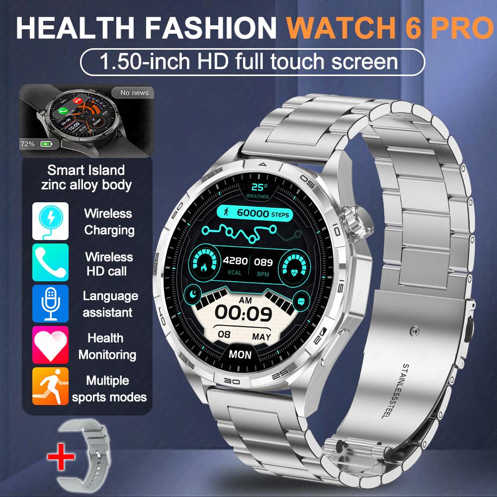 2026 New Watch 6 Pro Outdoor Sports Smart Watch Men 1.50” HD Screen GPS Track Tracking Altimeter Pressure Heart Rate Smart Watc