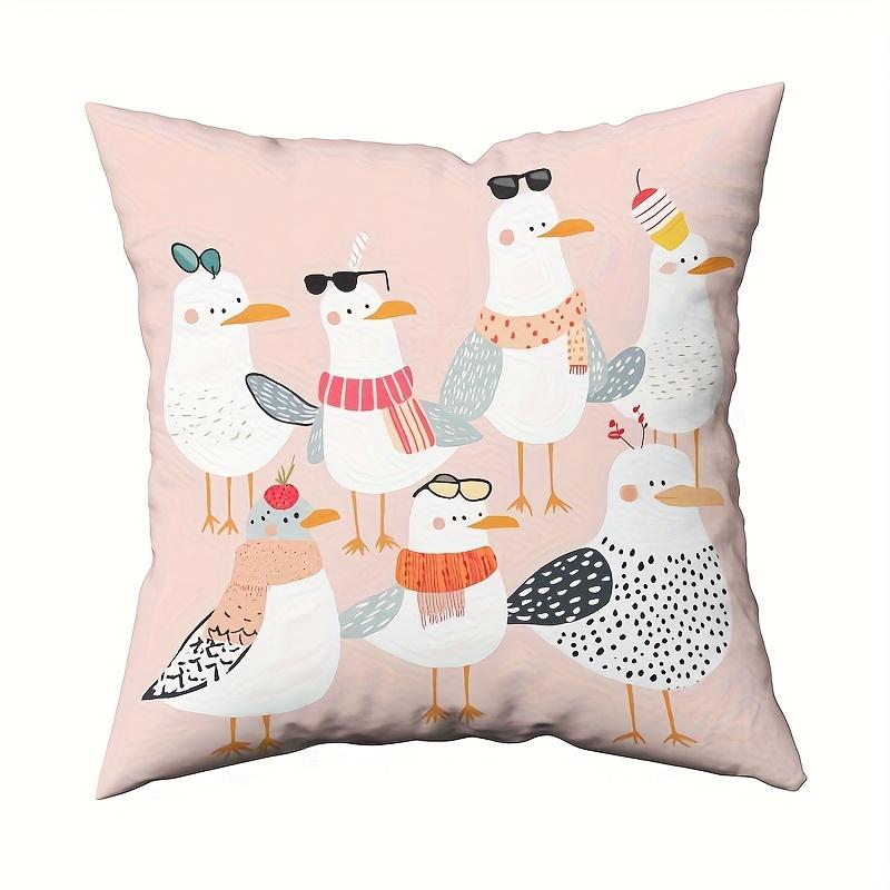 

Cute Cartoon Seagull Pillowcase Funny Bird Animal Cushion Cover Pink Nordic Style Home Decor Pillow insert not included 40cmx40cm