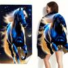 Blue Horse Starry Sky Print Beach Towel Polyester Soft Quick Dry Large Bath Towel Summer Swimming Pool Surfing Blanket