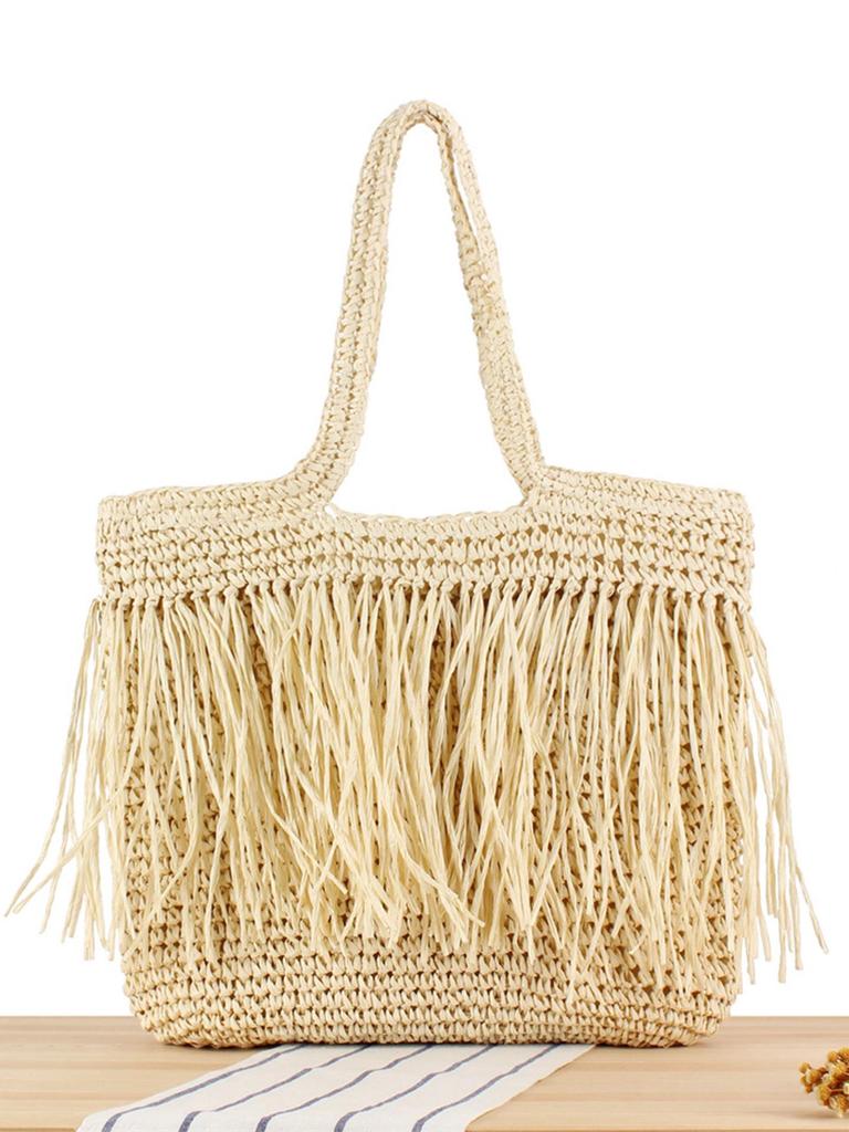 Handmade Tassel Woven Beach Bag – Large Capacity, Versatile Shoulder Bag for Women
