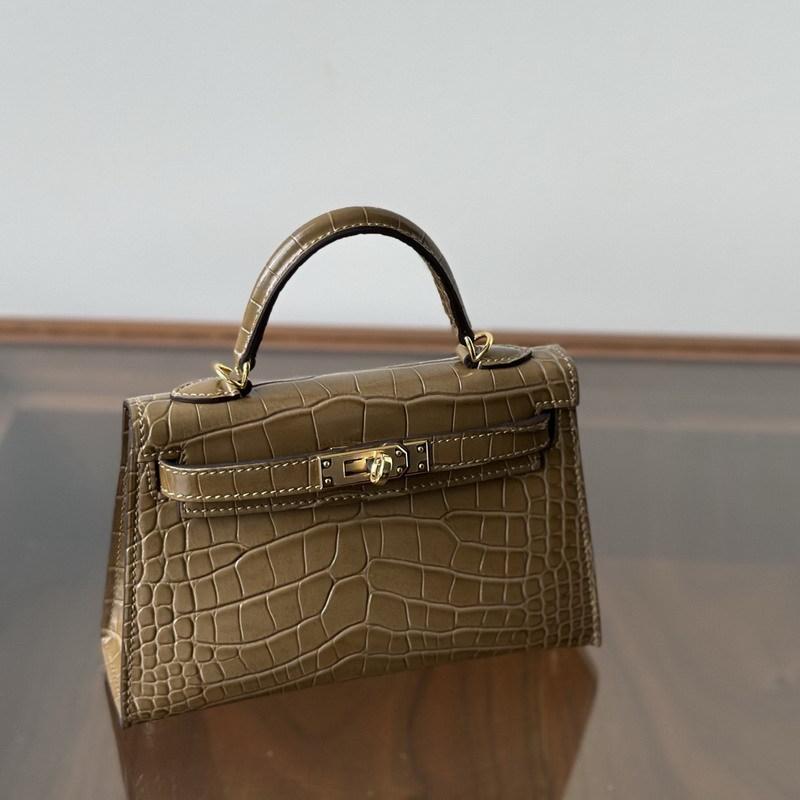 New Leather Handbag Bag, High-gloss Crocodile Pattern Second-generation Hand Carry Mini Shoulder Women's Bag