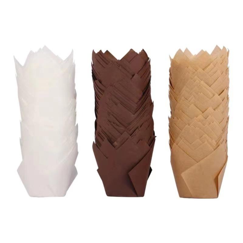 Pack of 50 Convenient Liners Food Grade Wrapper Greaseproof Cupcake Wrapper Natural Paper Liners