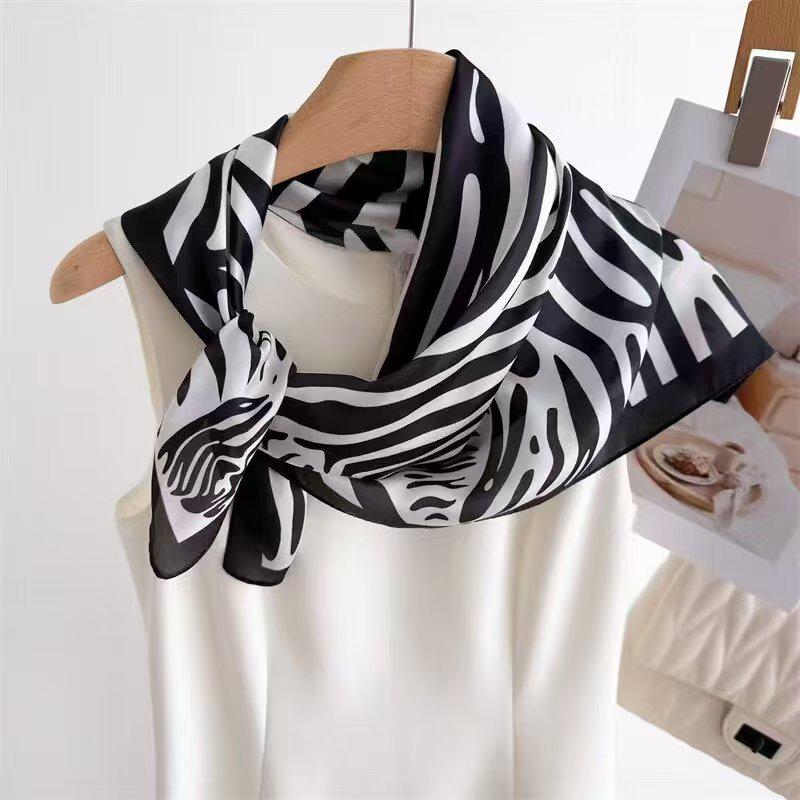 Silk Square Scarf: Women's Korean-Style, Double-Sided Print for Professional Wear