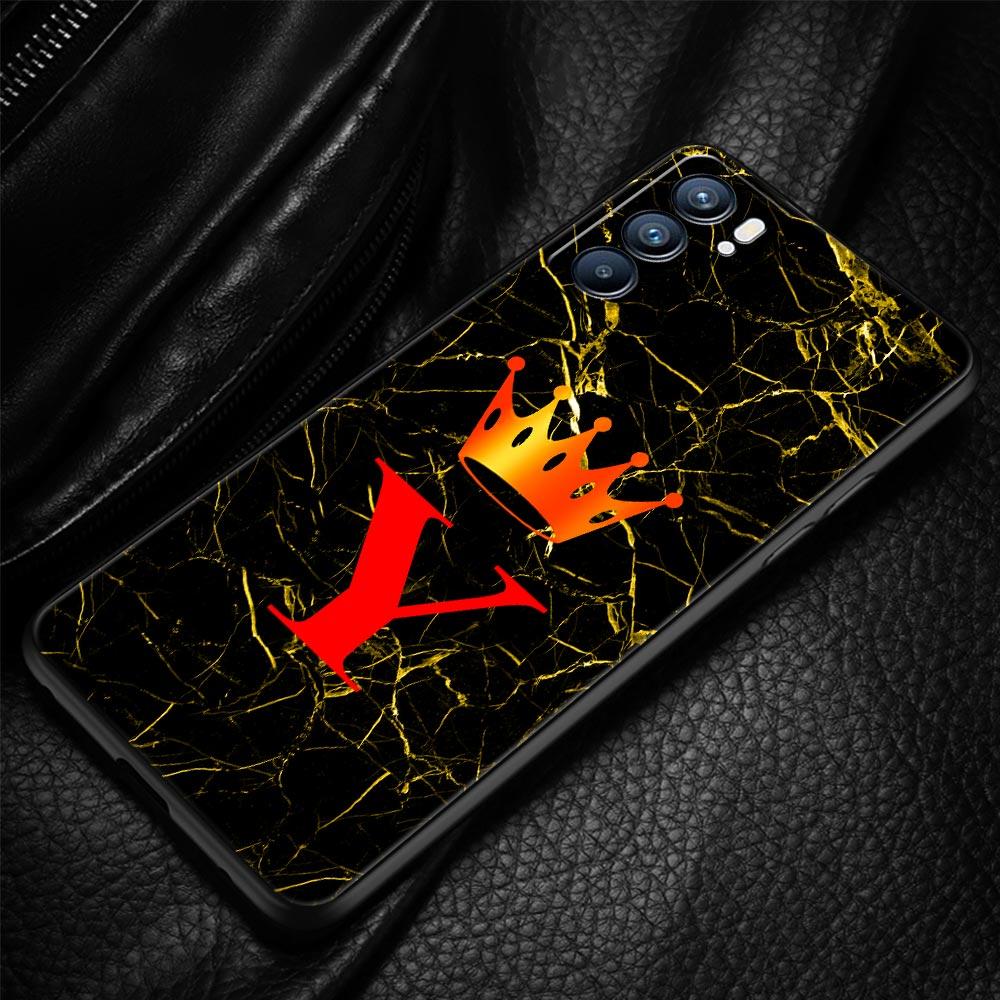Marble Letter Phone Case For Oppo A17 A31 A54 A57 A78 A79 A98 Find X5 X6 Reno 6 7 8 10 11 12 13 F Pro 5G Soft TPU Cover Fundas