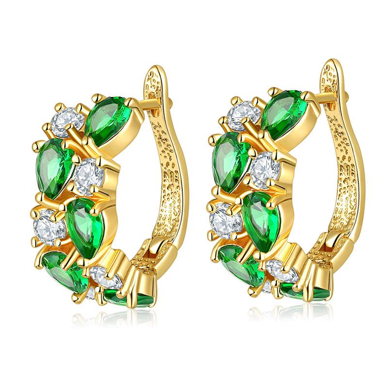Ohrringe für Damen Schmuck 14K Gold Plated Pendientes Mode Runder Kreis Mosaik Klare Zirkonia Zirkon Stecker DIY Ohrring Schmuck