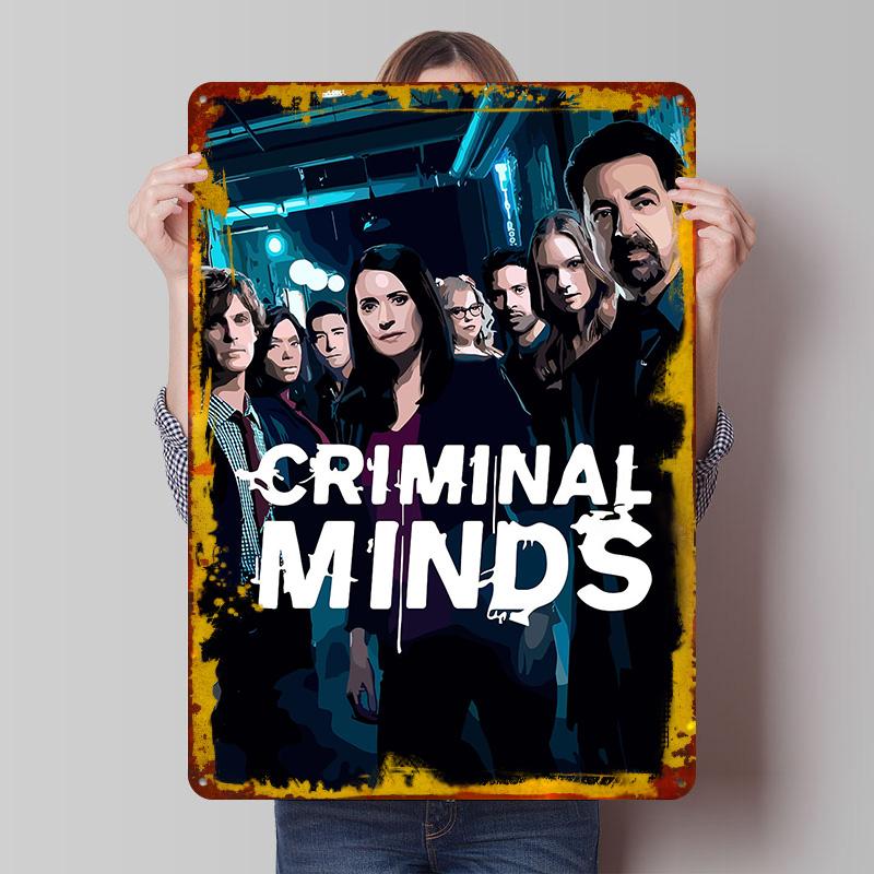Poster Stampato Criminal Minds Arte da Parete Personalizzato Segni Metallici Vintage Retro per Decorazione Estetica della Stanza Decorazioni per la Casa da Uomo