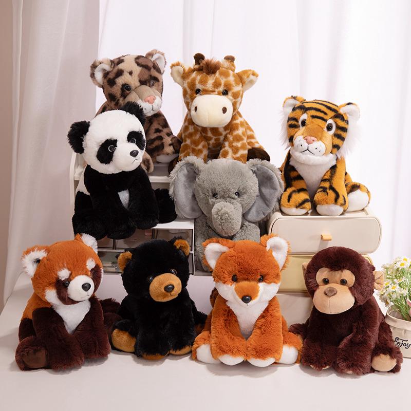 23cm Cute High Quality Sitting Forest Animal Plush Doll Pillow Soft Long-Arm Raccoon Tiger Sloth Panda Fox Plush Toy Home Decor