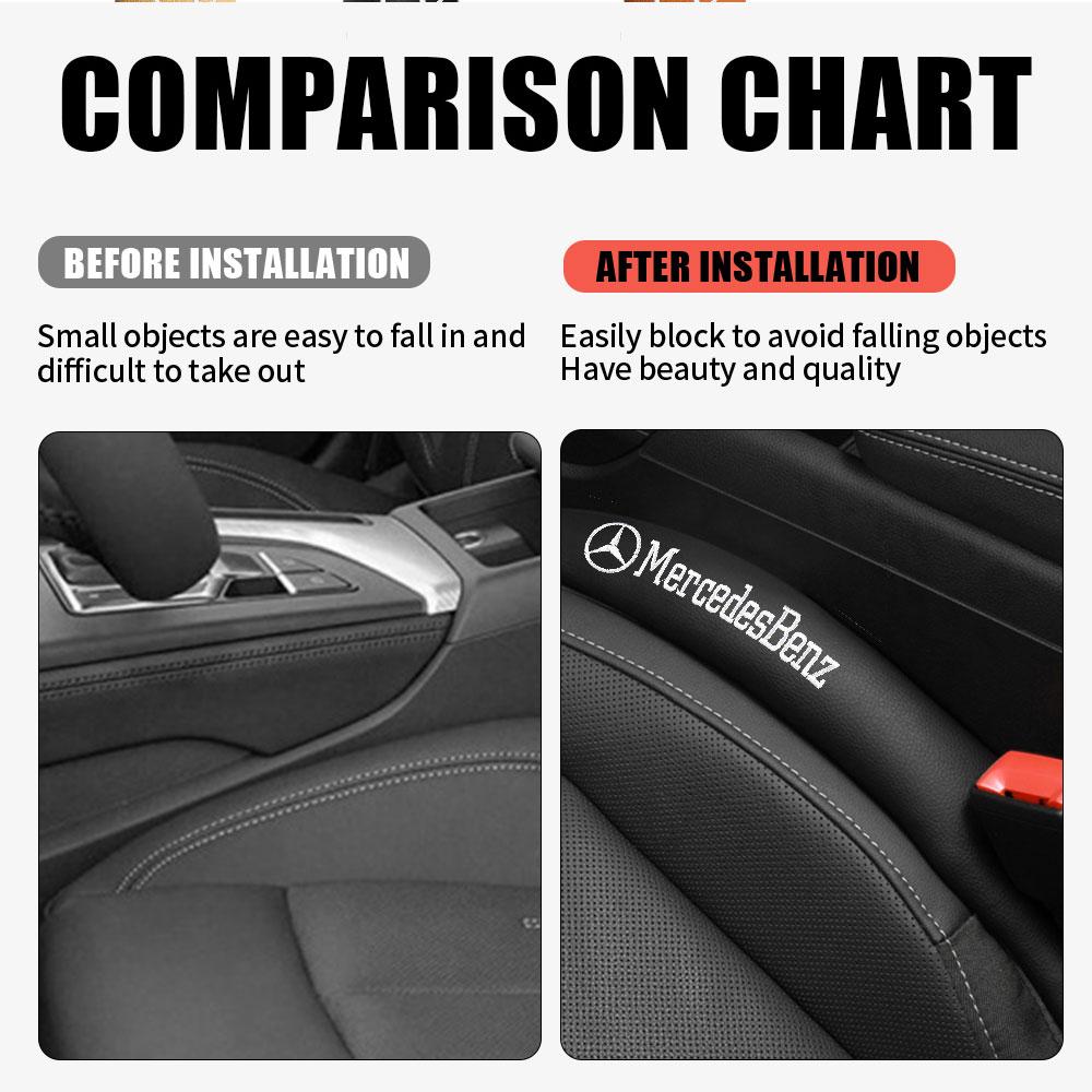 2PCS Car Seat Gap Filler Soft Padding Leather Leak Pad Plug Spacer For Mercedes Benz AMG E C M R S Class W176 W204 W212 GLC CLA