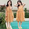 Girls' Summer Plaid Sleeveless Dress: Korean Style Loose Princess Dress for Middle and Older Children