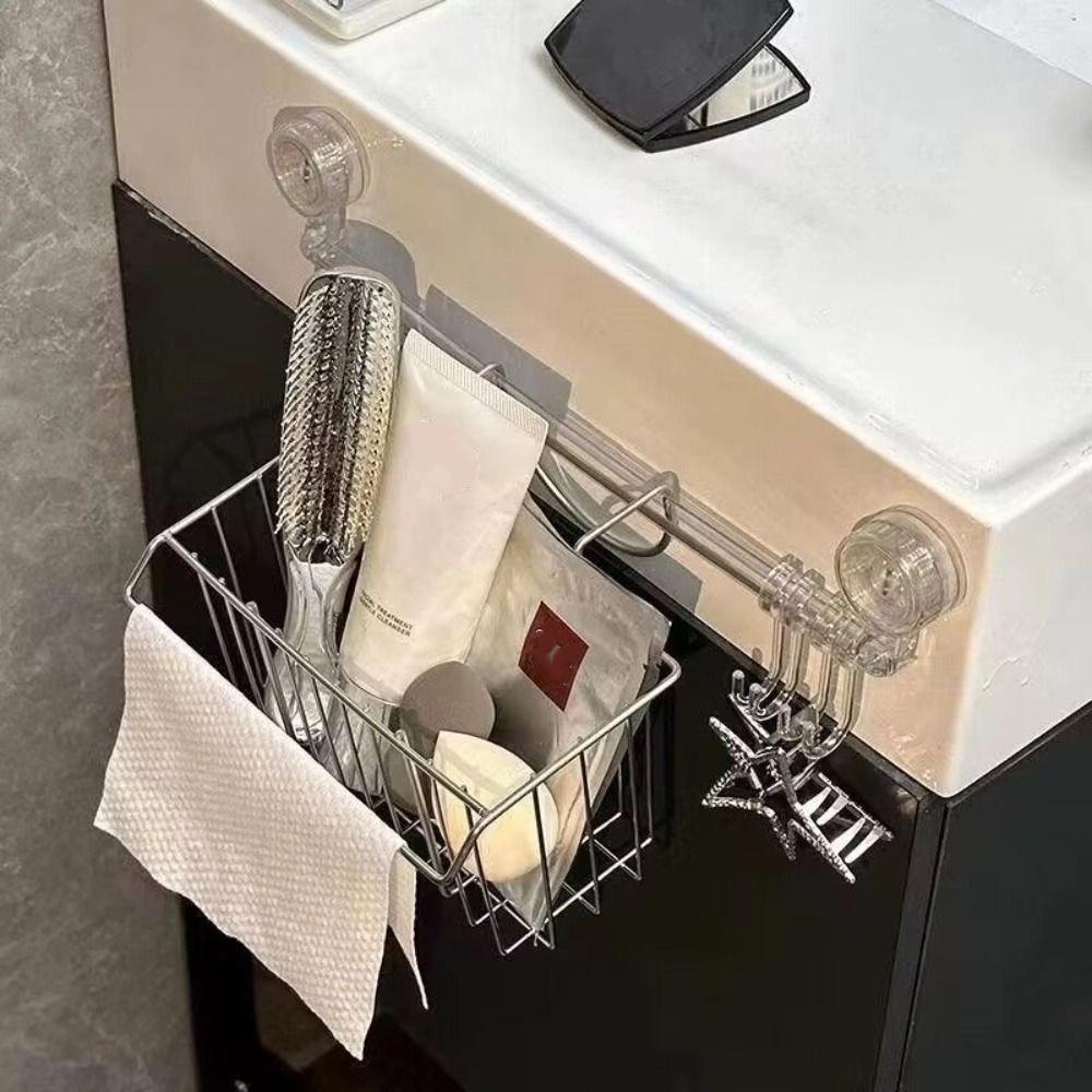 304 Stainless Steel Sink Drain Basket with Hanger Sink Drainer Rack Brush Organizer