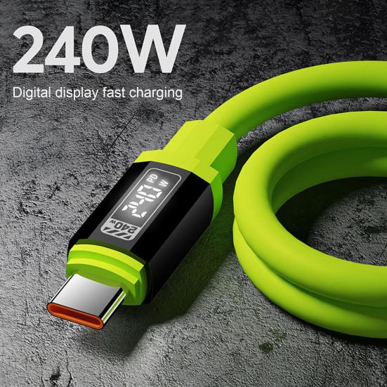240W Data Cable Soft Silicone Flexible Charging Cable with E-Marker Chip 480Mbps High-Speed Data Transfer Charging Cord