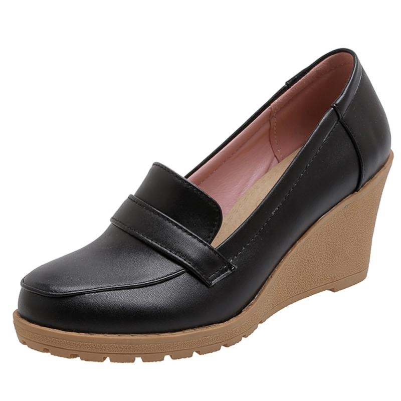 

Элегантные женские туфли на танкетке, модные повседневные туфли черного, телесного и белого цвета на высоком каблуке для вечеринки, свадьбы, женские большого размера 37 чёрный