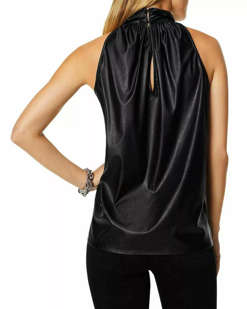 Sleeveless Women's Top Casual Party Stylish Black Genuine Soft Lambskin Leather