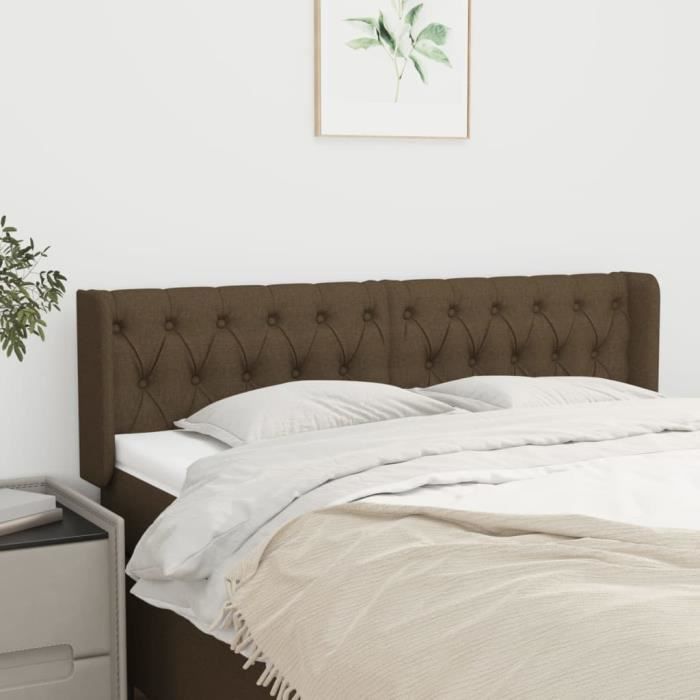 VidaXL Headboard with Ears Dark Brown 163x16x78-88 Cm Fabric3119113