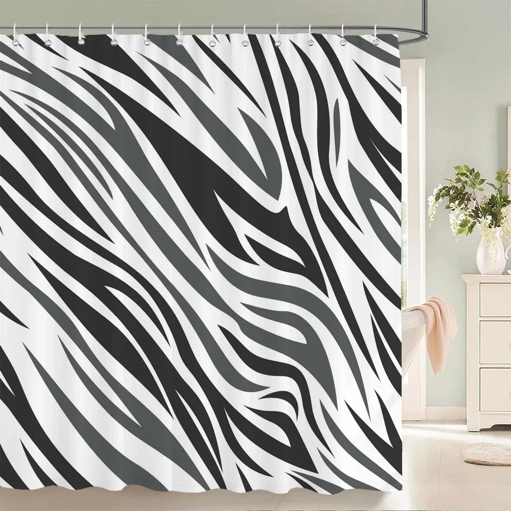 

Zebra Animal Shower Curtains With Hooks Waterproof 3D Bathroom Curtains Decoration 180*240Cm Printing Washable Bath Screen W60H190(CM)-1 Pcs