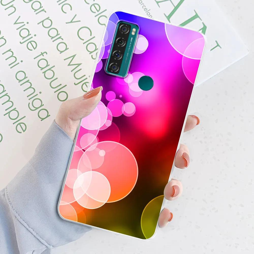 

For TCL 20 SE Case 6.82 inch Cover For TCL 20 SE Flower Transparent Silicone Soft Phone Case Coque Bumper For TCL 20 SE Fundas TCL 20 SE