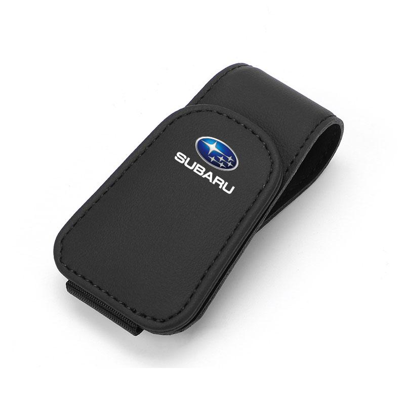 Leather Car Glasses Clip Credit Card Holder Ticket Clamp For Subaru STI WRX Forester Impreza Legacy Outback XV WAS Ascent Atenza Oi3