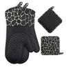4 Pcs Silicone Oven Mitts And Pot Holders Set (black)