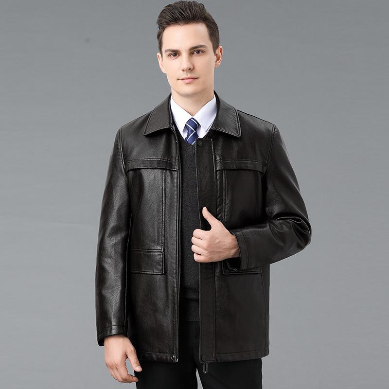 Winter Genuine Leather Jacket Men's Genuine Fox Fur Collar Removable Liner Down Jacket Thickened Warm Middle-aged Jacket