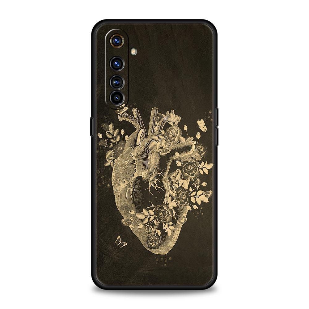 Case For Realme 12 11 10 9 8 5G 7 6 GT5 GT3 GT2 Pro Plus C21 C11 C25 C35 GT Neo 2 3 3T 5 Cover Skeleton Chalkboard Body Heart