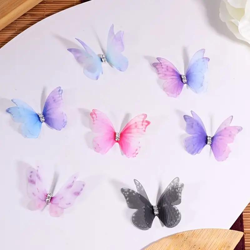 10 elegant 3D butterfly decorations, double-layer polyester fiber butterflies, suitable for DIY handicrafts, headwear