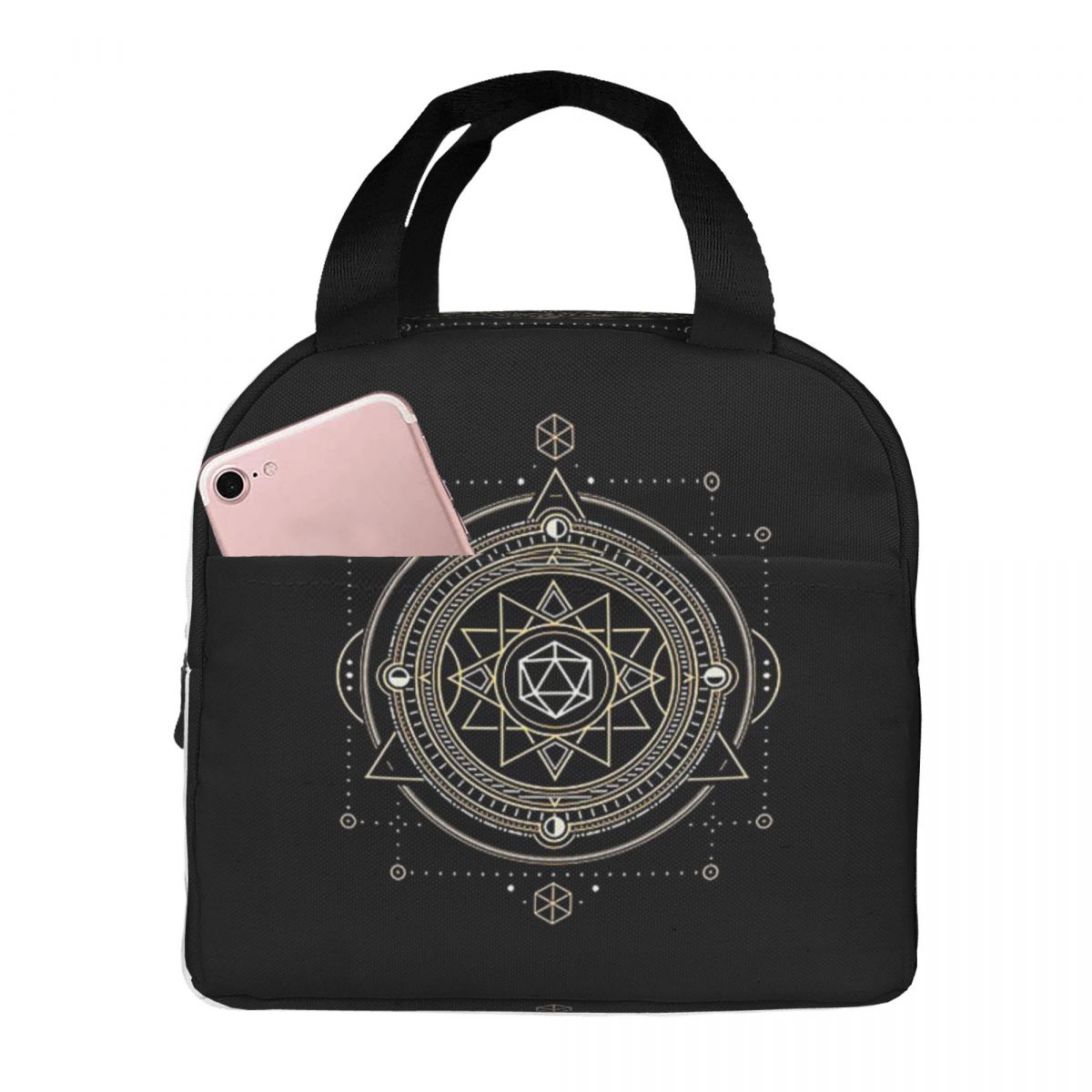 Polyhedral Dice Sacred Symbol Of The Occulti Insulated Lunch Bag for Women Office Cooler Thermal Food Box Tote Portable One Size