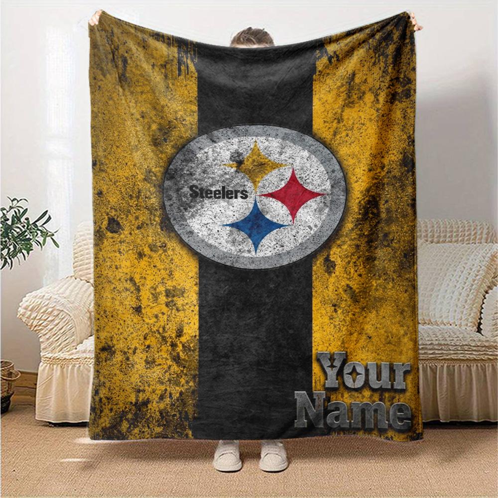 Name Custom Pittsburgh Steelers Print Flannel Blanket High Quality Warm Comfortable Cover for All Seasons Perfect for Gifts Home Decor
