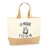 Beach Tote Bag - PLANETEE - Music Is Life - Natural Jute - Multicolored Print - Made In France
