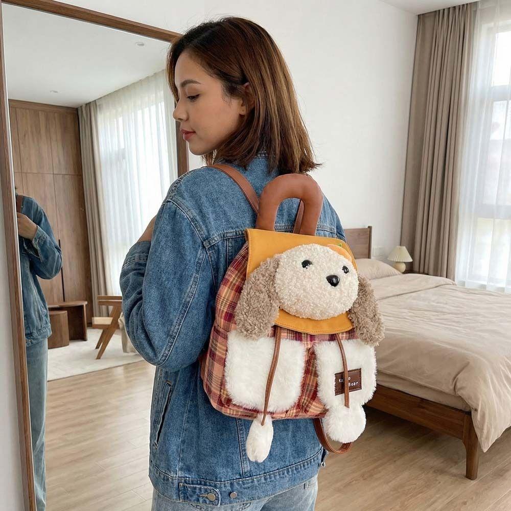 Large Capacity Cartoon Dog Backpack Adjustable Straps Animal Shoulder Bag Gift