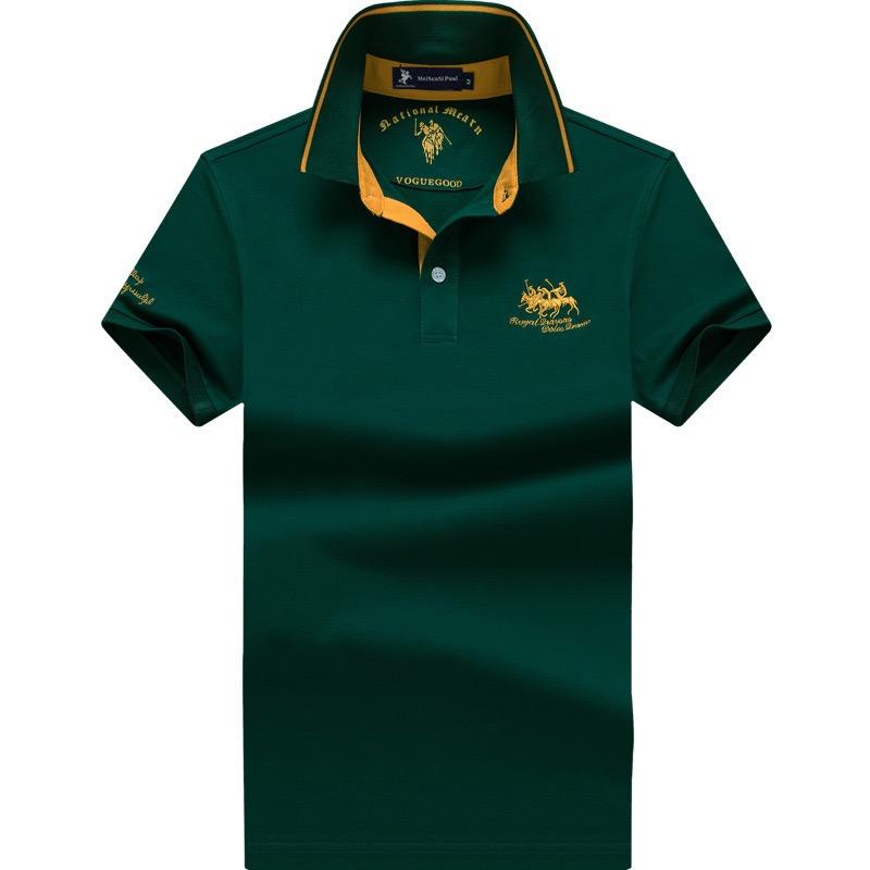 TrendHub Plus Size Embroidery Men's Polo Shirts Solid Color Turn Down Collar Cotton Male Tees