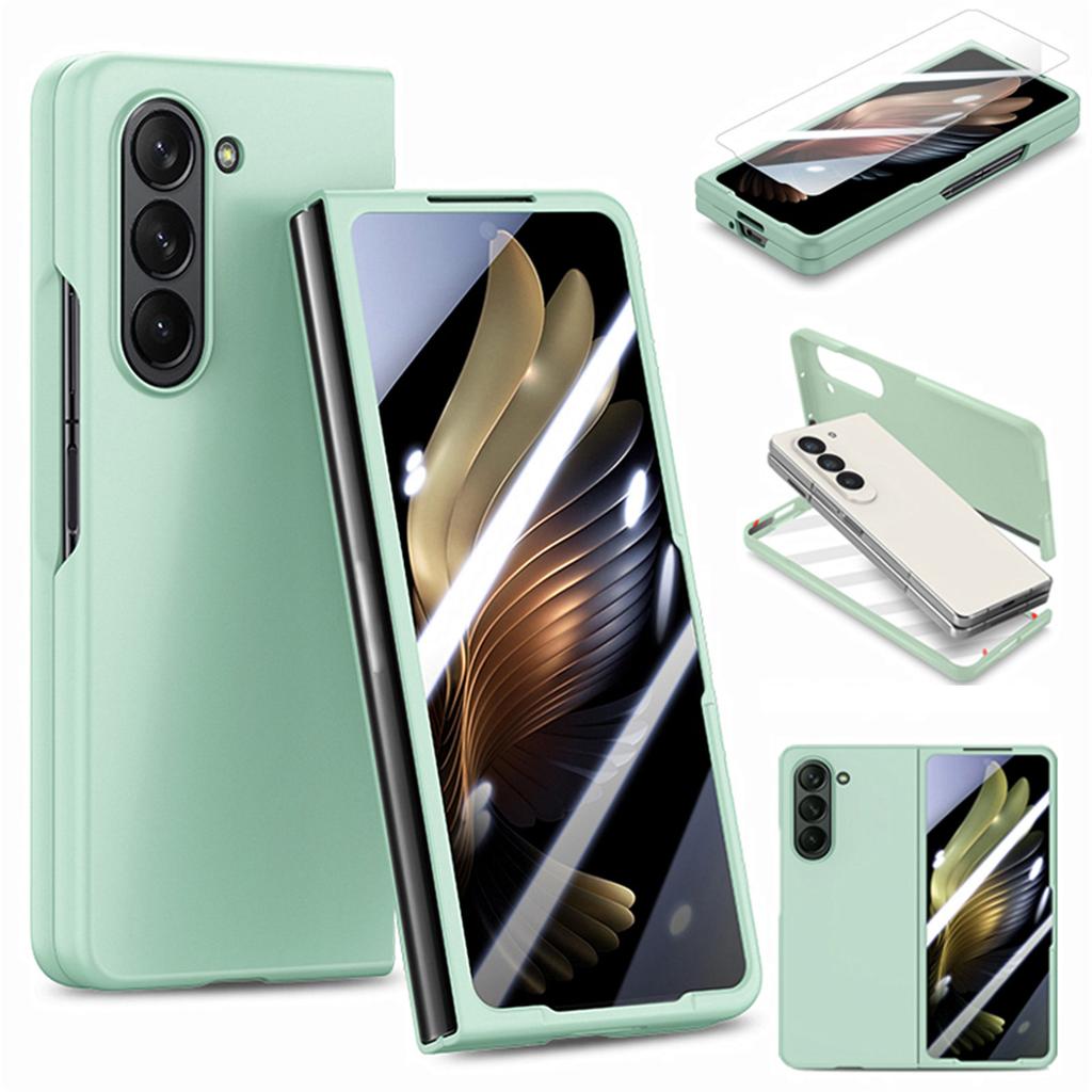For Samsung Galaxy Z Fold6 5G Case Rubberized PC Phone Cover with Tempered Glass Film