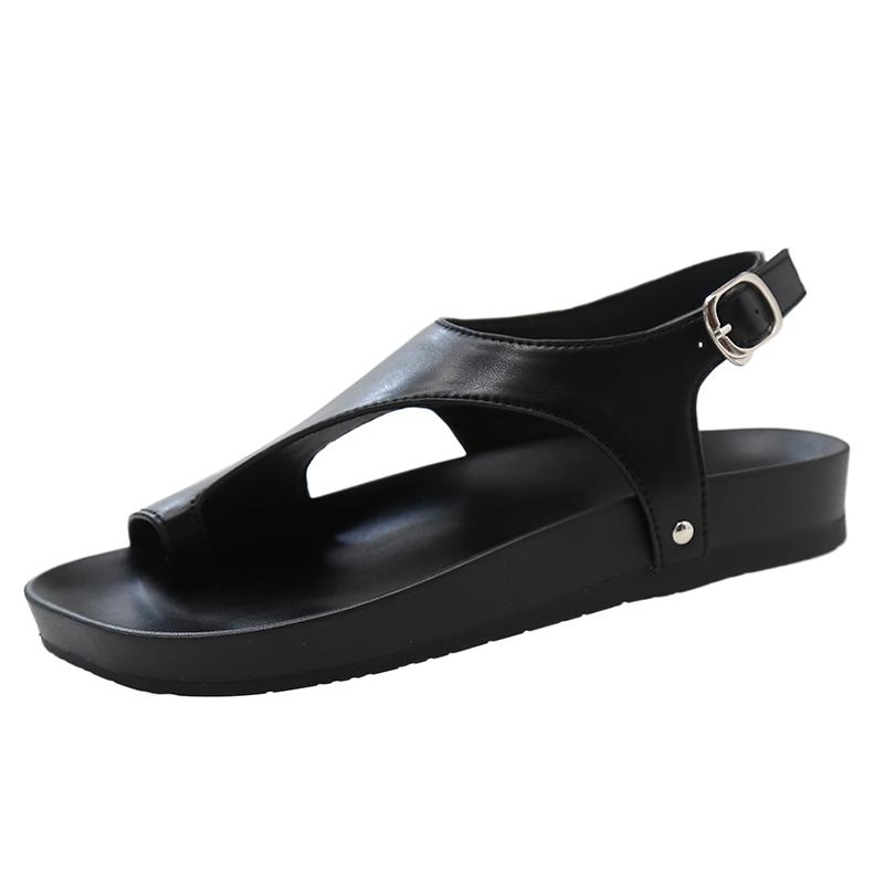 

Босоніжки на середньому підборі з ремінцем на пряжці, сучасні, плоскі, однотонні, жіноче взуття на розпродажу 2024, високоякісні, неглибокі, жіночі босоніжки 39 чорний