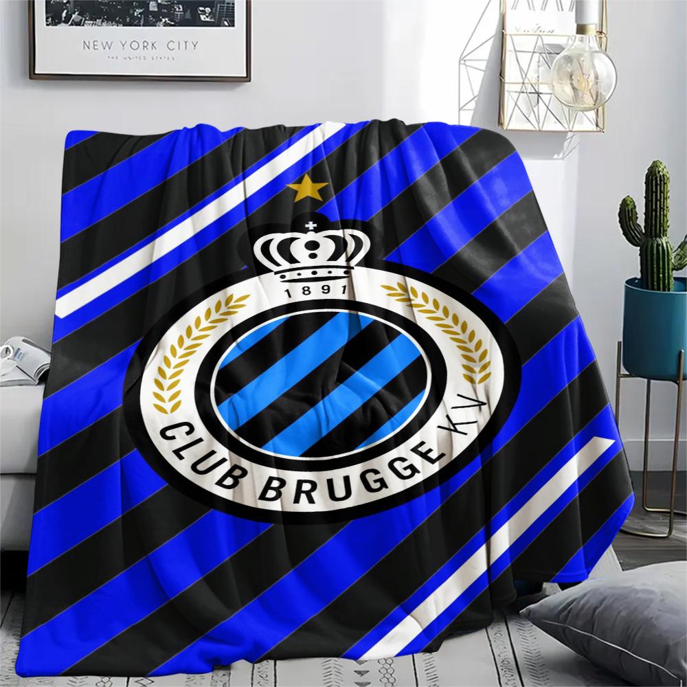 1Pc Club Brugge K V Print Flannel Blanket, High quality Comfortable for All Seasons, Home Decor, Warmth and Comfort, Perfect for Christmas Gifts