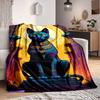 1pc Egyptian Cat Statue Blanket Lightweight Flannel Blanket Throw Blanket For Sofa, Bed, Travel, Camping Yy2509026220
