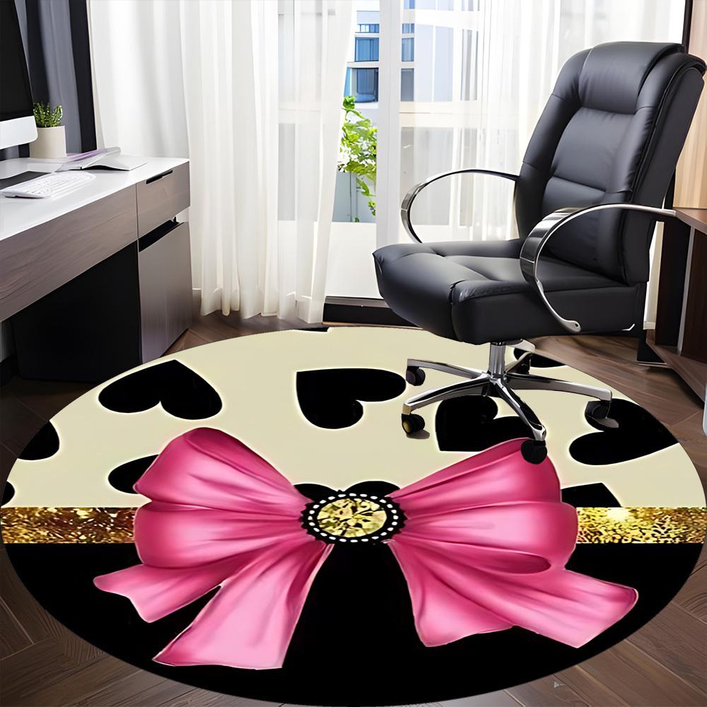 1pc Pink Bow Chair Carpet for Office - Durable, Ideal for Chair Mats, Stylish & Functional Decorative Rug yy260203096