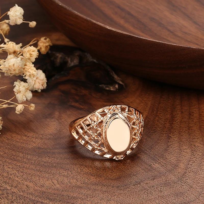 Classic Simple Weaving Glossy Big Rings For Women  Rose Gold Color Ethnic Bride Wedding Jewelry  New