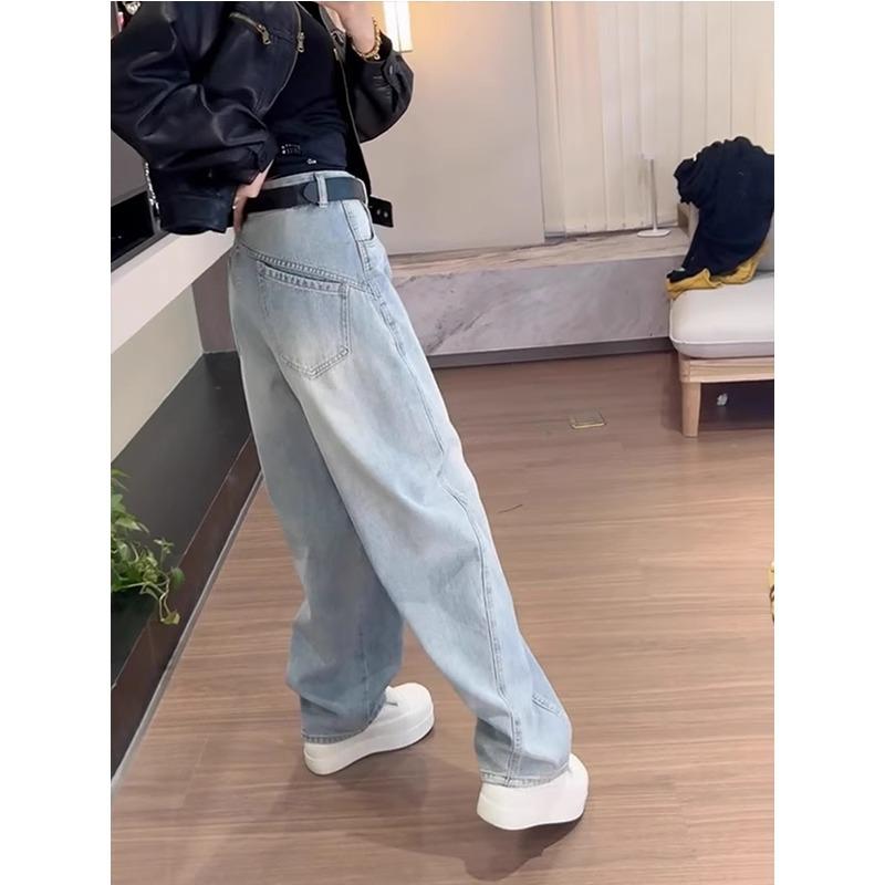 Plus Size High Waist Slimming Straight Leg Jeans – Summer 2025 Versatile Loose Wide Leg Pants for Women