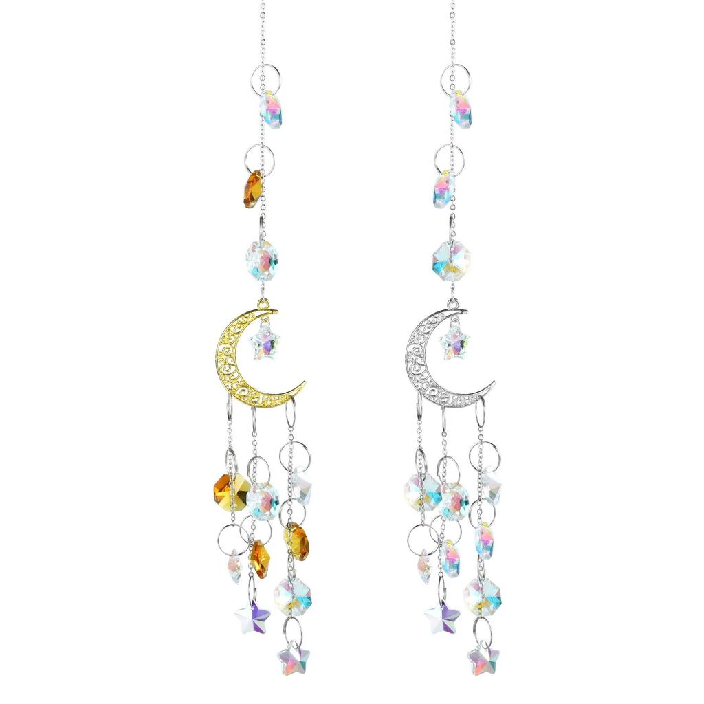 Suncatcher Crystal Wind Chimes Gold Star Hanging Decoration Rainbow Light Christmas Tree Window Hanging Decorations Dreamcatcher