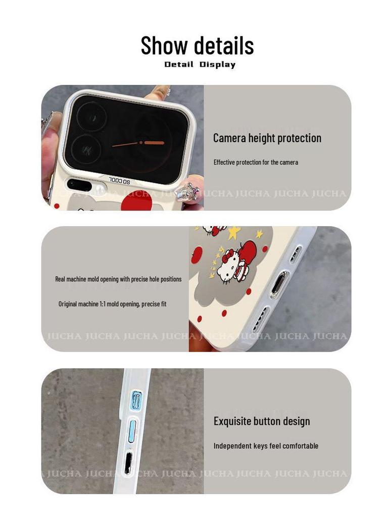 Xiaomi 17 Pro High-End Sturzsichere Handyhülle mit roter Schleife KT Cat Design