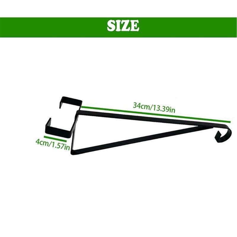 Household Flower Basket Support Arm Set of 4 for Fence Post, Metal Holders for 16 Inch Baskets, Balcony Display with Open Outdoor Spacing