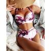 European and American Bikini Sexy Digital Printing High Waist Split Bikini