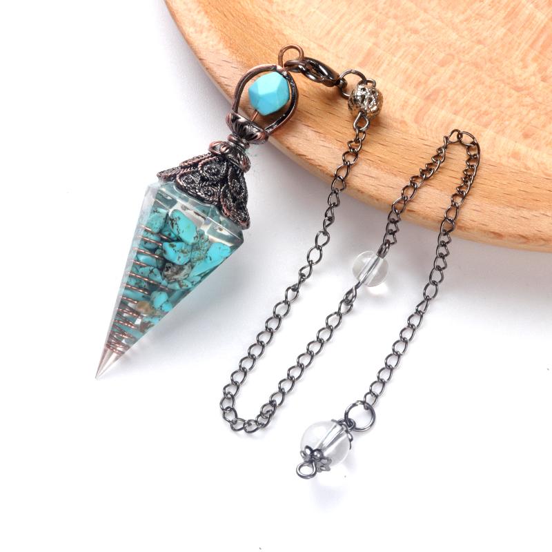 Natural Stone Spirit Pendulum Pendant Latticed Chain Energy Luck Mysterious Reiki Resin For Jewelry Making Accessories Necklaces