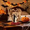 Jijijing Para Szkieletów i Ozdoba Dłoni, z Podstawą Różaną, Wytrzymała Żywica Gotycka Czaszka Dekoracja Ślubna, do Dekoracji Halloween